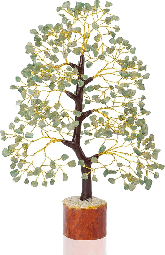 Green Jade Chakra Tree of Life Crystal Tree for Positive Energy, Feng Shui Home Decor - Handmade Gemstone Tree, Money Tree Bonsai - Green Healing Crystals, Wealth & Good Luck Stones Spiritual Gift