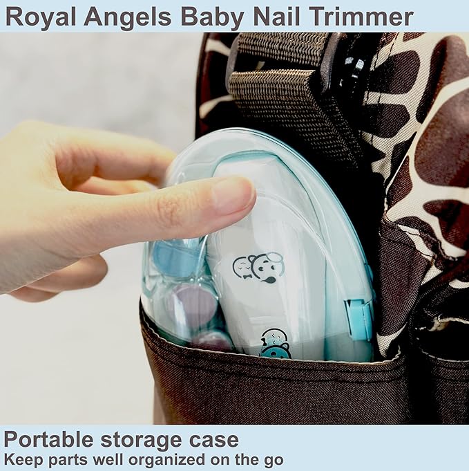Baby Nail Trimmer 6 in 1, Royal Angels Baby Electric Nail File, Baby Grooming Kit Manicure Set for Toddler and Adults, Newborn Toddler Toes & Fingernails Nail Care Kit (Babyblue)