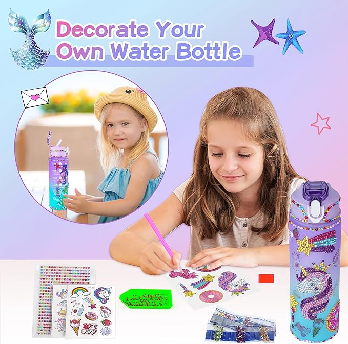 Cherry Tale Unicorn Toys Gifts for Girls 4-6 7 8 9 10 Years Old, Girls Birthday Gifts Set with Light Up Star Pillow Diary Plush DIY Water Bottle Kits, for Daughter Niece Christmas