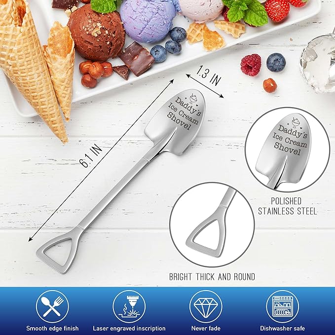 Fathers Day Dad Birthday Gifts Daddy Papa Husband Funny Dads Ice Cream Shovel for Men Him Husband Uncle Grandpa Grandfather