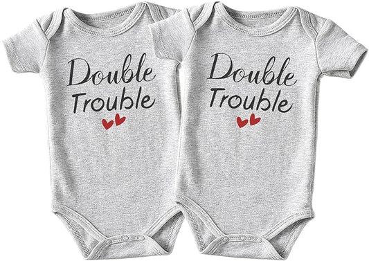 shlrzy Double Trouble Twin Outfits For Boy And Girl Newborn Twins Baby Items Must Haves Twin Baby Gifts