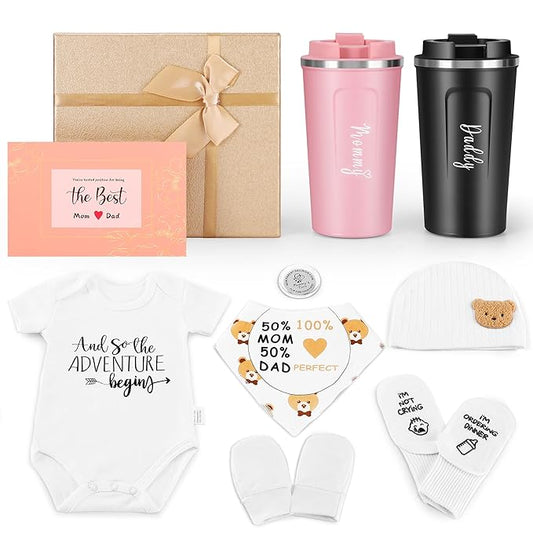 New Mom Gifts for Women, Best Pregnancy Gifts Basket for New Parents, Gender Reveal Ideas Gift Set for First Time Mom & Dad Expecting Parents to Be Gender Reveal Baby Shower Newborn Baby, Limited