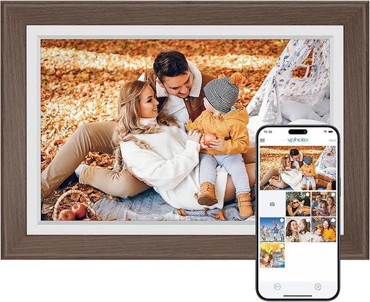 Dragon Touch Digital Picture Frame WiFi 10 inch IPS Touch Screen Digital Photo Frame Display, 32GB Storage, Auto-Rotate, Share Photos via App, Email, Cloud, Classic 10 Brown