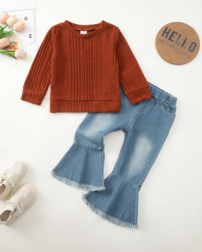 Mioglrie Toddler Girl Clothes Little Girl Denims Outfits Jeans Pants Set Little Baby Toddler Baby Clothes for Girl