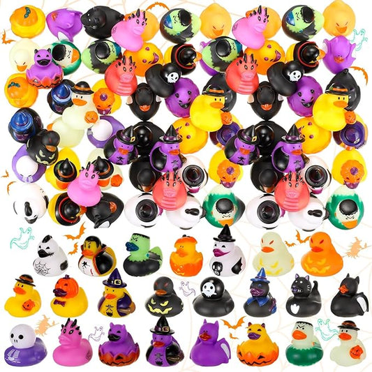 48Pcs Halloween Rubber Ducks in Bulk,Assorted Halloween Rubber Duckies Cruise Duckies for Ducking Reward Prize Gifts for Decor Trick or Treat Party Favors