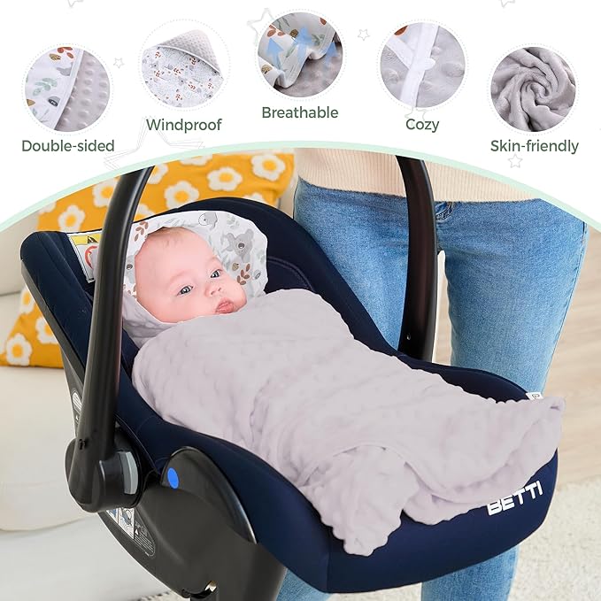 Miracle Baby Car Seat Blanket for Babies, Minky Dot Carseat Swaddle Blankets for Infants Newborn Boys and Girls (Koala)