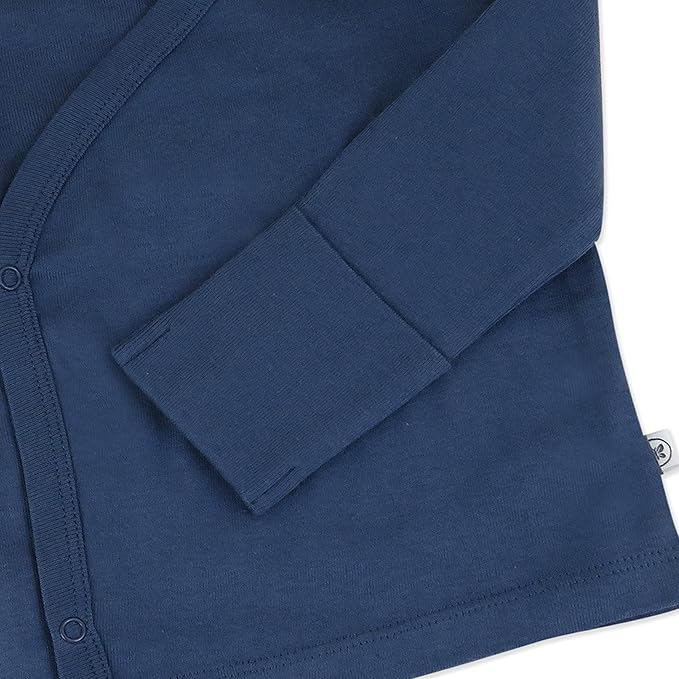 HonestBaby 3-pack Long Sleeve Side-snap Kimono Tops 100% Organic Cotton for Newborn Baby for Infant Boys, Girls, Unisex