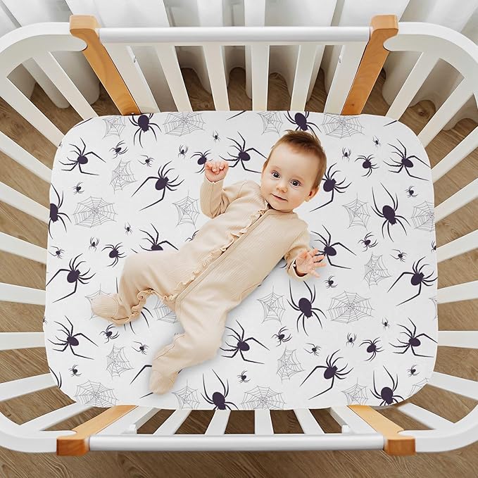 Spiders Crib Sheets for Neutral Bassinet Play Sheets,Sheets Toddler Bed Sheets for Baby Boys Girs 39 * 27 * 5in