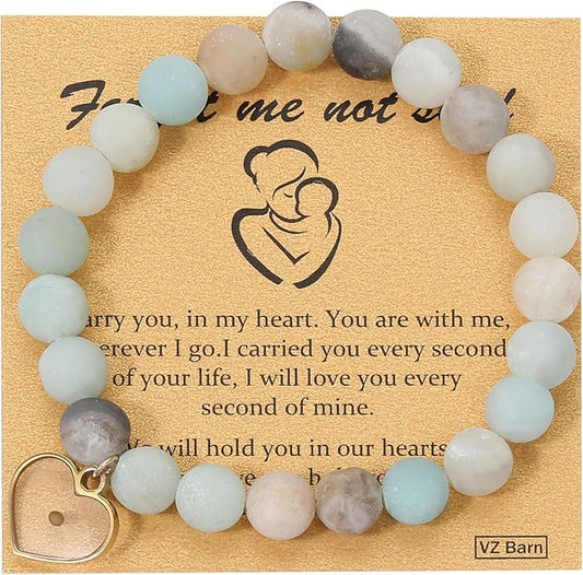 Miscarriage Gift Heart Charm Stretch Bracelet Crystals and Healing Stones Bracelet for Mother Father