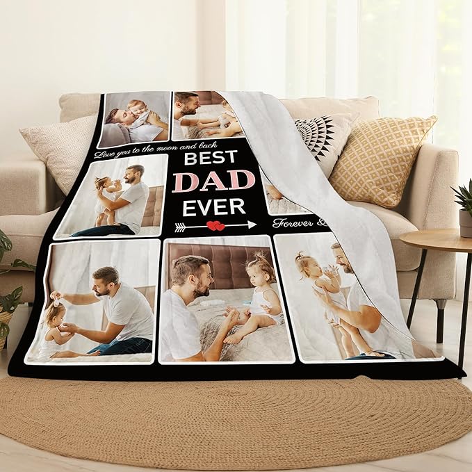 Custom Dad Blankets with Photos - Perfect Dad Gifts for Birthday, Christmas from Daughter