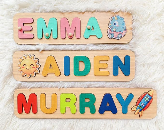 Name Puzzle for Kids Personalized,Wooden Name Puzzle for Toddlers 1-3,Montessori Toys,1 Year Old Boy Toys,1st Birthday Girl Gifts