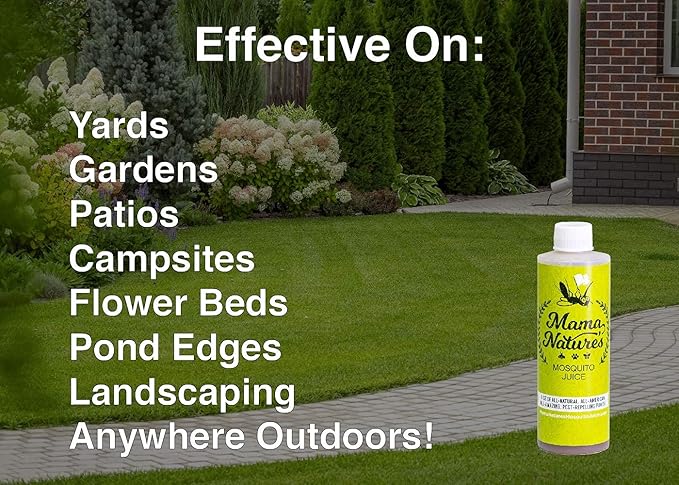 Mama Nature's Mosquito Juice - All Natural, Non-Toxic Mosquito & Tick Spray for Yard - DEET-Free Organic Outdoor Repellent for Lawn, Patio, Garden & Backyard - Safe for Kids, Pets & Plants | Single