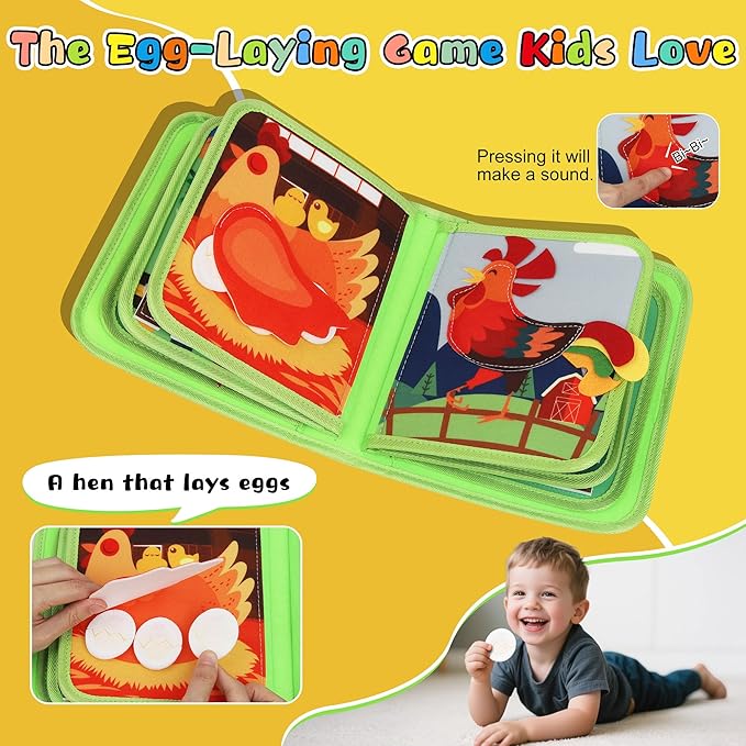 Busy Book for Toddlers Montessori Toys- Busy Board for 1-3 Year Boy Gifts Girl Toys Educational Learning Quiet Activity Books Toddler Airplane Travel Toy for 1 Year Old Birthday
