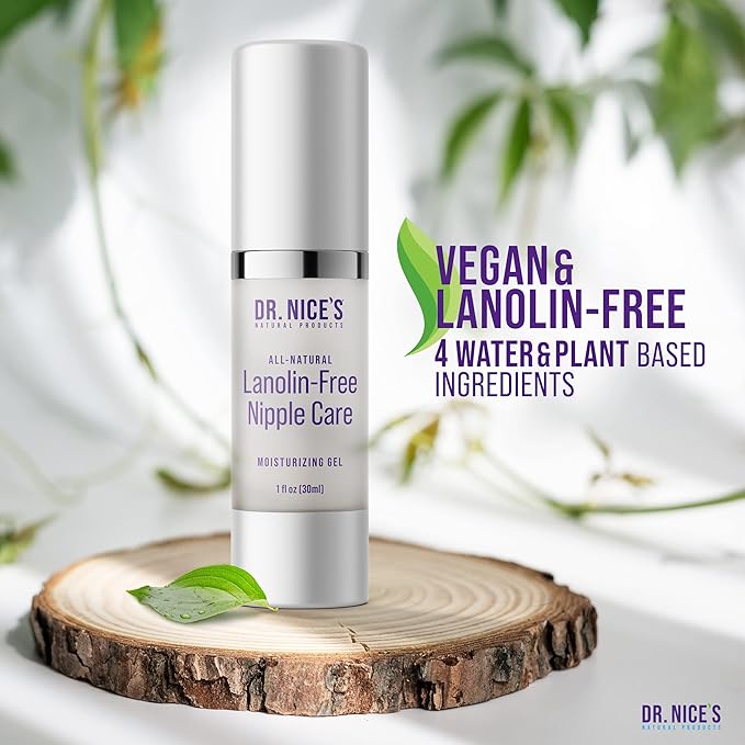 Dr. Nice's Nipple Cream for Breastfeeding - Instant Soothing and Cooling Relief for Sore Nipples | All Natural Water-Based Clear Gel | Safe for Mom & Baby - (0.34 Fl. Oz)