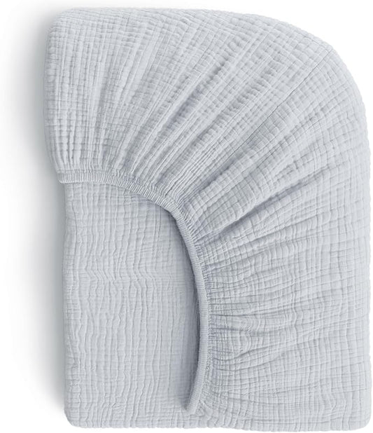 Muslin Crib Sheets, 100% Organic Cotton, Breathable and Ultra-Soft, Standard Crib Sheet Mattress (28"x 52") for Girls and Boys, Neutral Fitted Baby Crib Sheet (Light Grey)