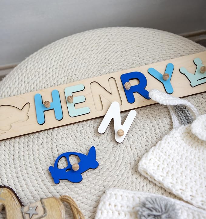 Personalized Wooden Name Puzzle Baby Name Puzzle Customized Educational Toys for Toddler Sensory Toys 1st birthday Girl Gifts Custom Name Puzzle for Kids Personalized Baby