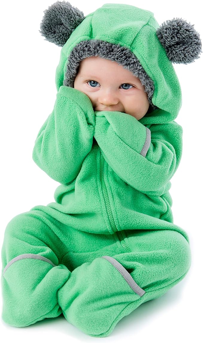 Cuddle Club Fleece Baby Bunting Bodysuit with Hood, Convertible Mittens & Booties, Car Seat Friendly, Soft & Warm, Easy Zip