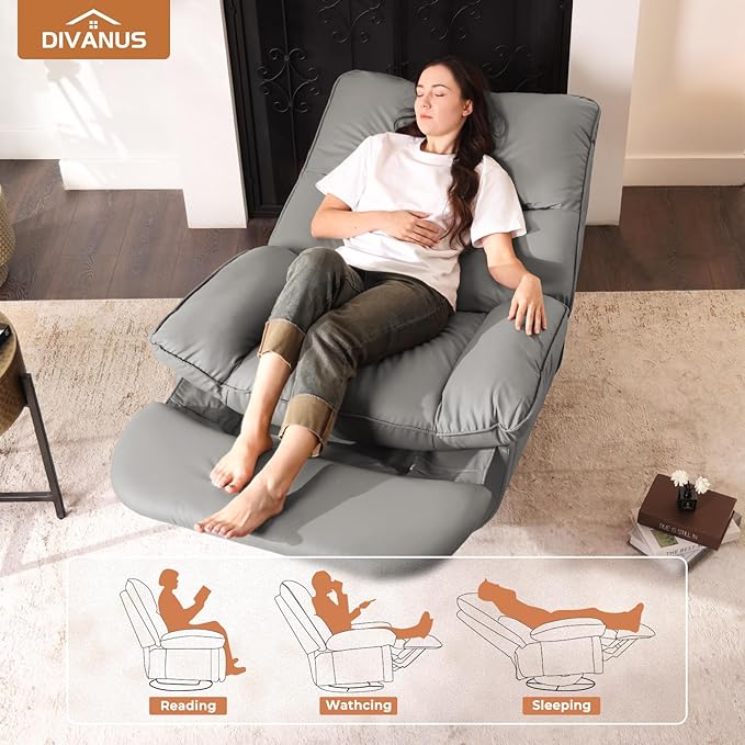 Electric Glider,Power Recliner, Reclining Sofa Chair with USB Ports,Swivel Glider Recliner Chair (Grey)