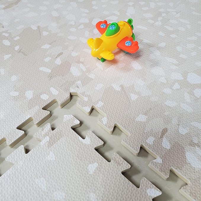 Upgraded Premium Soft Foam Baby Play Mat – Connectable to Create Larger Play Spaces, 5.5 x 3.9 ft, Easy to Clean, 0.5” Thick – Modern Terrazzo Design for Playrooms and Home Décor