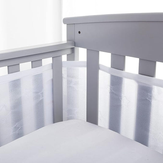 BreathableBaby Breathable Mesh Liner for Full-Size Cribs, Sheer Deluxe 5mm Mesh, Stars (Size 4FS Covers 3 or 4 Sides)