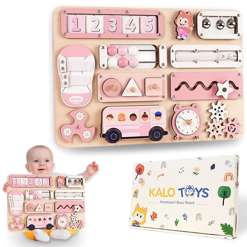 Large Busy Board Montessori Toys for 1 2 3 Year Old - Sensory Toys for Toddlers 1-3 - Fine Motor Skills & Early Learning - Montessori Gift for Boys & Girls - Travel-Friendly & Safe