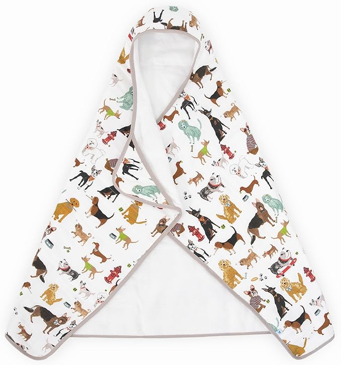 Little Unicorn Premium Hooded Bath Towel| Absorbent Cotton & Terry Blend | Larger Size, 1-6 Years (Woof)