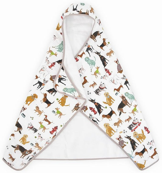 Little Unicorn Premium Hooded Bath Towel| Absorbent Cotton & Terry Blend | Larger Size, 1-6 Years (Woof)