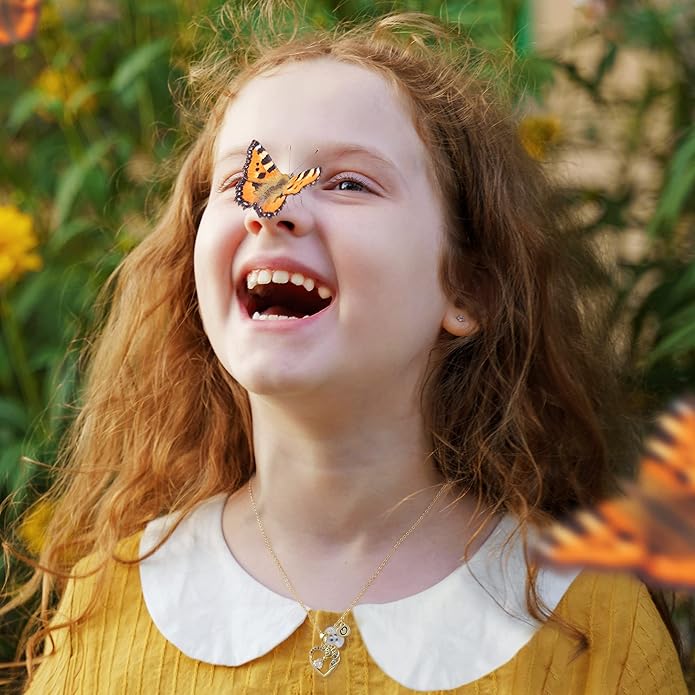 Unicorn Necklace Gifts for Girls Kids - Colorful CZ Heart Initial Necklaces Unicorn Necklace for Girls Jewelry Birthday Gifts for Little Girl Kids