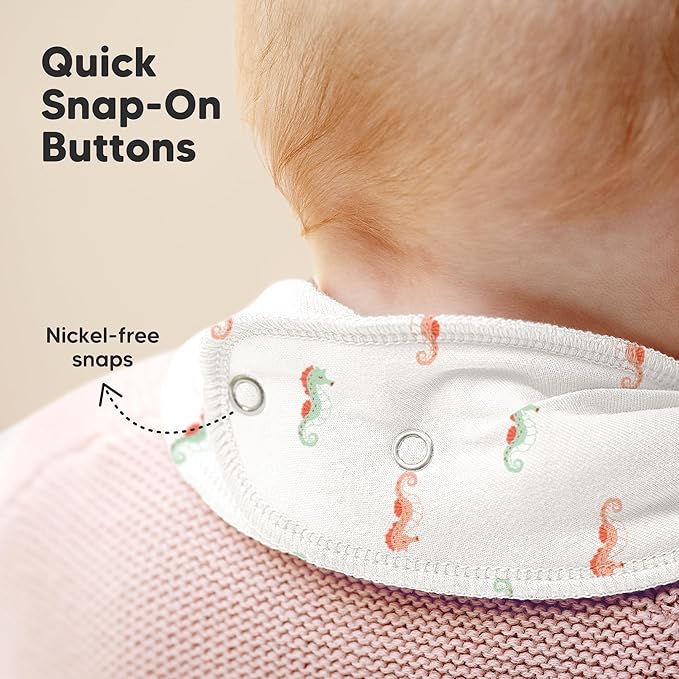 8-Pack Organic Baby Bandana Bibs for Boys, Girls - Super Absorbent Triangle Baby Bibs for Drooling and Teething Infant, 100% Cotton Extra Soft for Newborn, Infant 0-36 Months (Marine Muse)