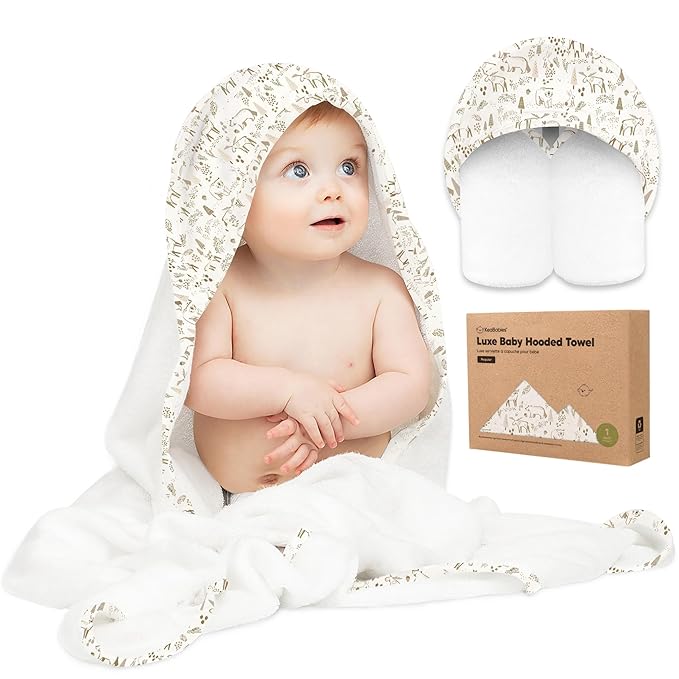KeaBabies Hooded Baby Towel for Newborn - Viscose Derived from Bamboo Large Baby Bath Towels with Hood for Boys, Girls, Toddler, Extra Absorbent & Soft Newborn Bath Essentials (Wildwood)