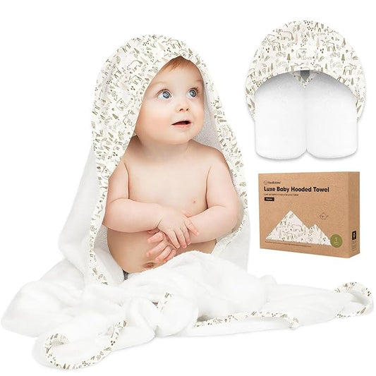 KeaBabies Hooded Baby Towel for Newborn - Viscose Derived from Bamboo Large Baby Bath Towels with Hood for Boys, Girls, Toddler, Extra Absorbent & Soft Newborn Bath Essentials (Wildwood)