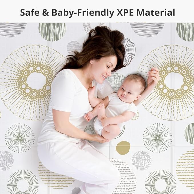 79x71 Baby Play Mat,Extra Large Baby Mat for Floor, Foldable Play XPE Foam Mat, Reversible Crawling Mat for Baby, Safe,Waterproof,Thick Playmats for Babies and Toddlers,Indoor Outdoor Use