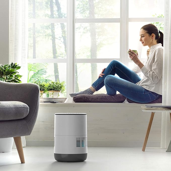 Pure Enrichment MistAire Eva - Mist-Free Evaporative Humidifier (2.8L) with Antibacterial Filter, 4-Speeds, Large Room Coverage up to 500 sq. ft., and Auto Shut-Off Timer