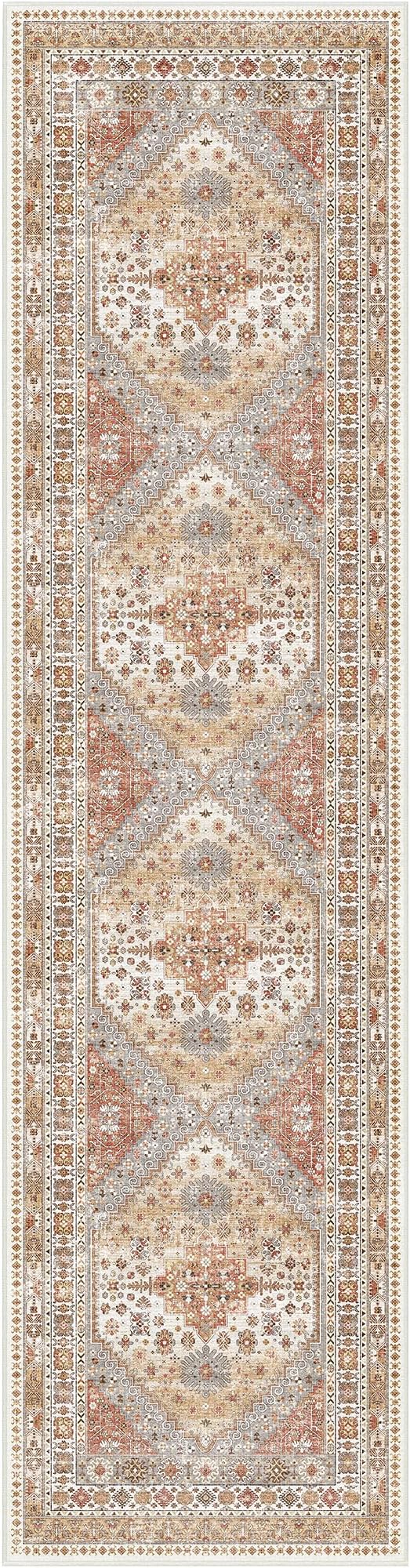 zesthome Washable Runner Rug 2.5x10 - Stain Resistant Entryway Rug,Ultra-Thin Kitchen Rugs, Anti Slip Backing Runner Rugs for Entrance Laundry Room Indoor Hallway (Orange,2.5'x10')