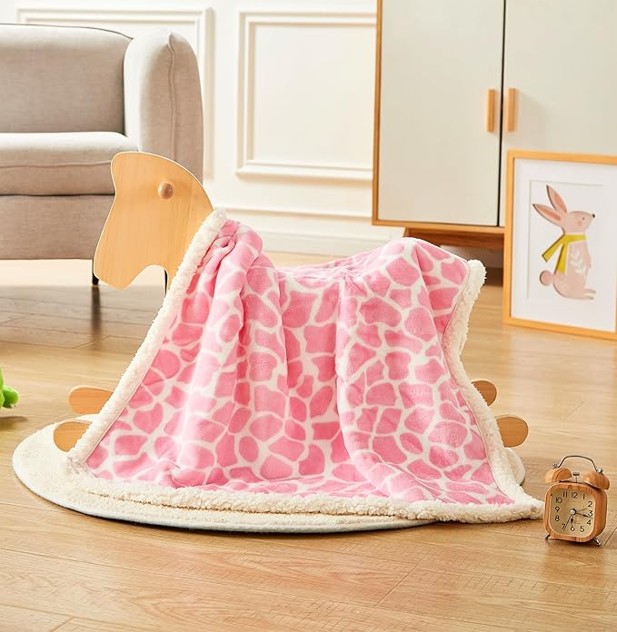 Nursery Bed Blankets Newborn Care Soft Receiving Blanket 30" x 40", Warm and Cozy for Baby Carrier Stroller Travel (Pink Ripple)