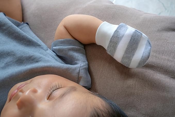 RATIVE Wrist Tab Baby Mittens 0-6,6-12 Months Organic Cotton for Newborn Baby Boys Girls