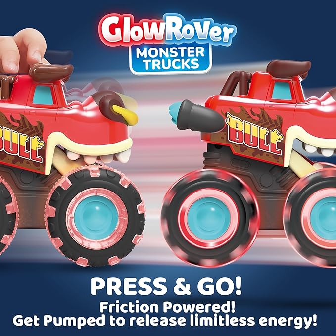 JOYIN 3 Pack Monster Truck Toy - Motion Activated Light-Up Cars for Toddlers - Monster Treads Lightning Wheels - Baby Toy Present - Press & Go Cars for Boys Girls Birthday Gifts for Christmas