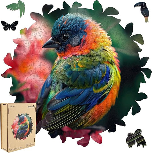 Wooden Puzzles for Adults, Bird Wooden Jigsaw Puzzles 500pcs,16.5x16.9in, Royal,Unique Shape Animal Adult Puzzles, Irregular Wood Puzzles Creative Gift for Adults Family Game