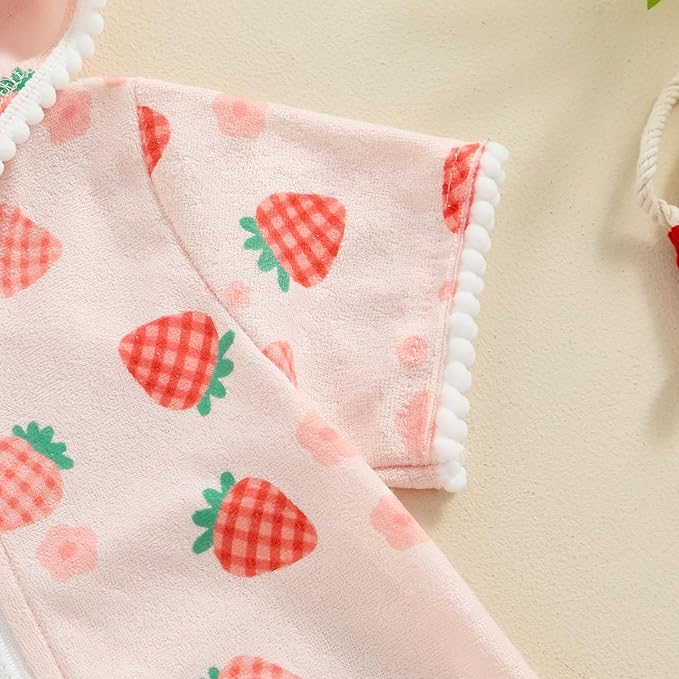 Girls Hooded Zip Terry Coverups Swimsuit Kids Baby Girl Floral Print Short Sleeve Swim Cover-Up Swimwear