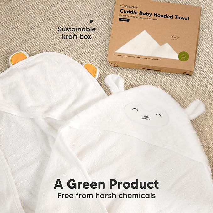 KeaBabies Hooded Baby Towel for Newborn - Viscose Derived from Bamboo Large Baby Bath Towels with Hood for Boys, Girls, Toddler, Extra Absorbent & Soft Newborn Bath Essentials (Bunny)