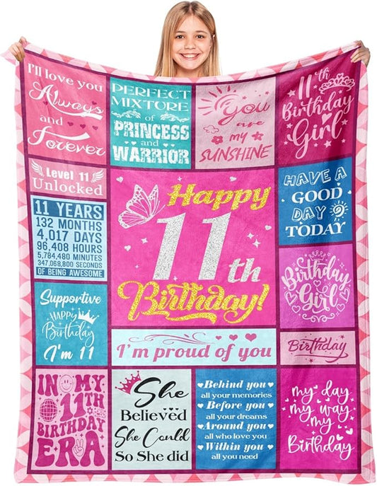 11 Year Old Girl Birthday Gifts, Birthday Gifts for 11 Year Old Girl, 11 Year Old Girl Gifts Ideal, Cool Stuff for 11 Year Olds Girl, 11th Birthday Decorations for Girls, Girls Blanket 50"X60"