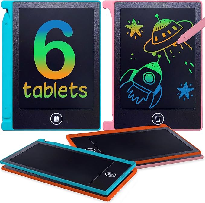 Party Favor Mini LCD Writing Tablet for Kids, 6 Pack – 4.5 Inch Mini Drawing Board. Fun and Educational for Kids That Sketch and Doodle. Perfect Goodie Bag and Gift Bag Filler, School Prize Or Gift