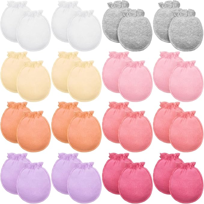 16 Pairs Newborn Baby Cotton Mittens No Scratch Gloves Unisex Newborn Mittens for baby Boys Girls 0-6 Months