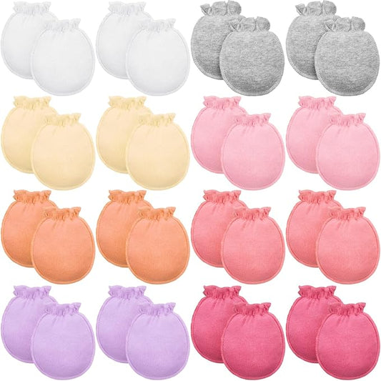 16 Pairs Newborn Baby Cotton Mittens No Scratch Gloves Unisex Newborn Mittens for baby Boys Girls 0-6 Months