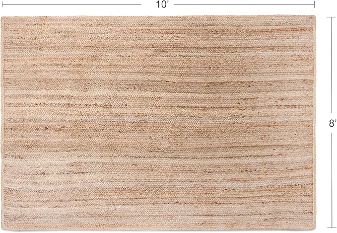 REDEARTH Rectangular Area Rug - Hand Woven Braided 100% Natural Jute - Artisan Made Boho Jute Rugs for Bedroom - Kitchen - Living Room - Farmhouse - Aesthetic Home Decor (8'x10' - Natural)