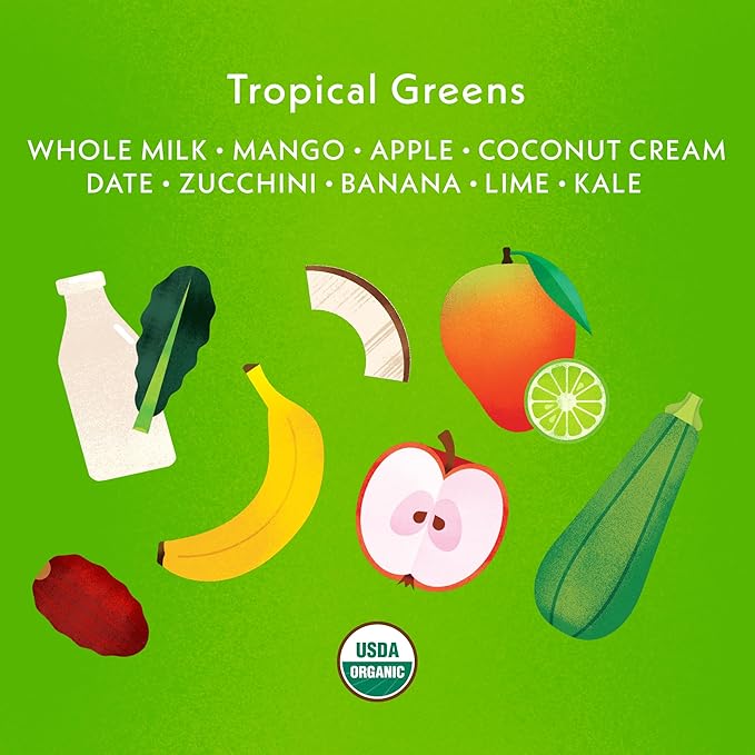 Once Upon A Farm Organic Smoothie Melts, Tropical Greens, No Added Sugar, Kosher, USDA Certified Organic, Non-GMO, 1 Ounce (Pack of 8)