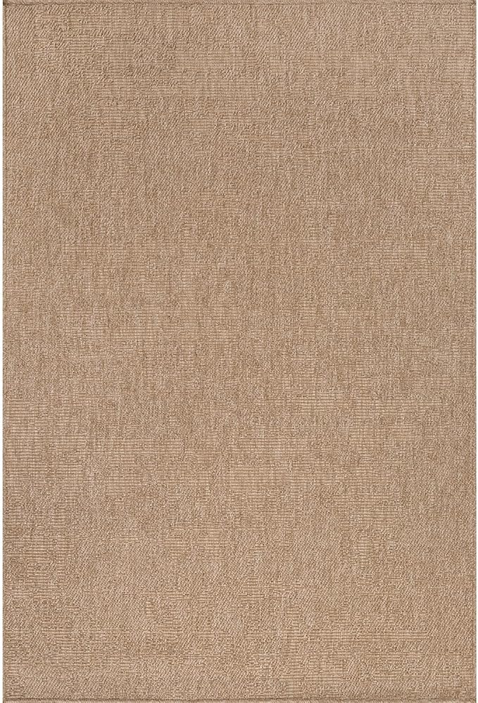 Beverly Rug Easy Jute Natural Rug 5x7 Solid Washable Durable Outdoor Indoor Area Rugs for Living Dining Room Patio Office Stain Resistant Non Shedding Casual Indoor Outside Carpet 5 x 7 Natural