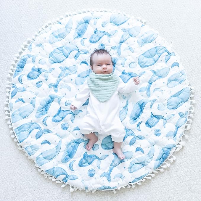 Crane Baby Soft Muslin Baby Bib Set, Adjustable and Absorbent Bandana Style Bibs for Boys and Girls, River, 3 Piece, 18.5” x 9”