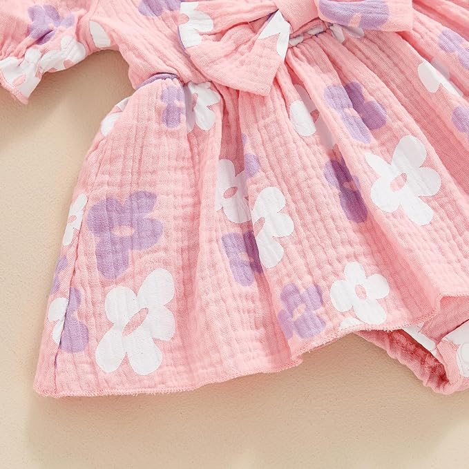 Baby Girls Floral Cotton Leotard Romper Newborn Daisy Playsuits Ruffled Sleeve Onesie Infant Jumpsuit Clothes Headband