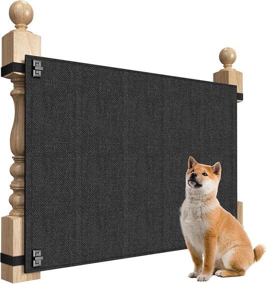 Baby Fabric Gate for Stairs Banisters - Dog and Pet Safety Barrier Gates for Stairway - No Drill Banister to Banister Baby Kids Gates for Stairs (Dark Gray, Wide 48" to 55" Height 34")